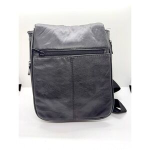 Buxton Black Genuine Leather Crossbody Bag Messenger Travel Multi-Pocket‎ Slim